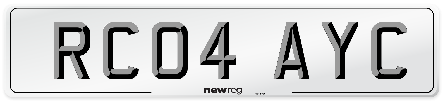 RC04 AYC Number Plate from New Reg
